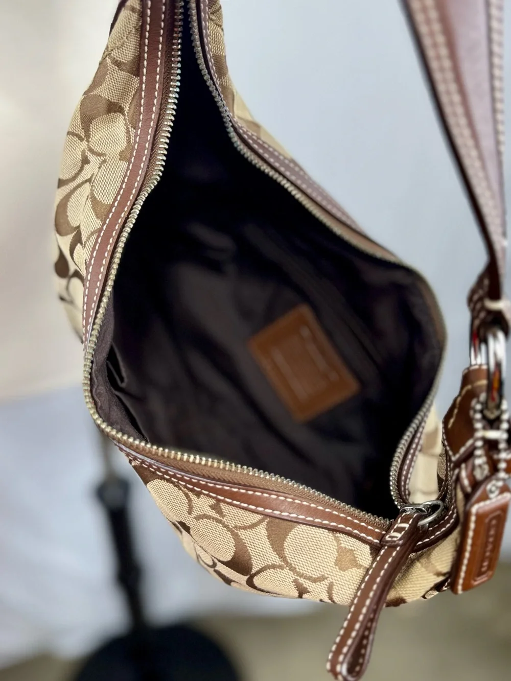 Vintage Coach Soho Signature Hobo Bag Canvas/Leather Brown 10074 Y2K